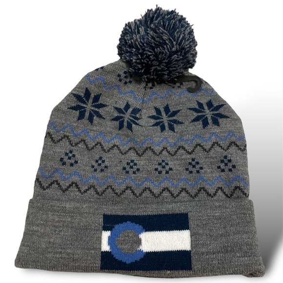 Colorado Limited Knit Beanie Snowboard w Pom Slate Gray Cuffed One size Ski - Picture 1 of 3